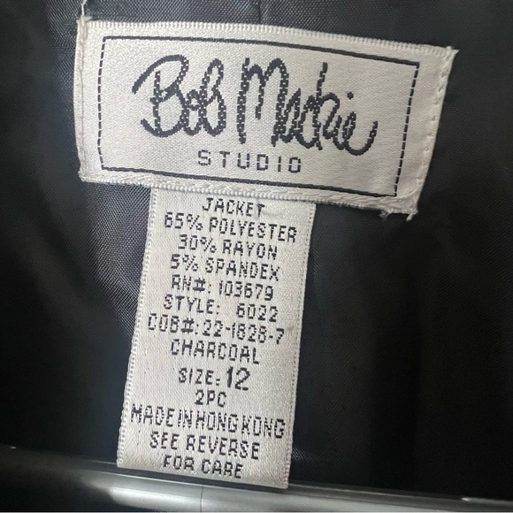 Vintage Womens Grey Pinstripe Suit Jacket Wide Leg Pants 12 Office Career Formal - Picture 7 of 16